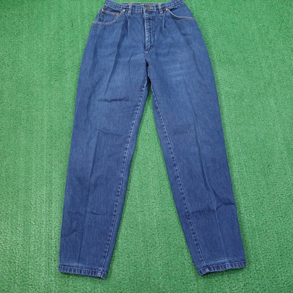 VINTAGE LEE USA MADE PLEATED DENIM BLUE JEANS WOMENS SZ 12 (26X30) 80s 90s